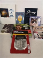 6x new books, desk calculator and box calendar