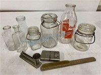 Group of antique bottles and miscellaneous