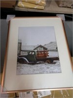 19.5"x15.5" Framed Picture Of Antique Truck