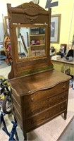 Antique oak three drawer dresser with attached