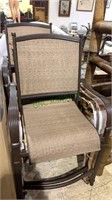 Set of six high leg patio arm chairs with woven