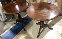 Two new mahogany side tables both with loose