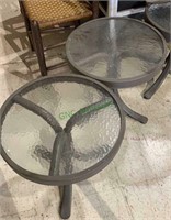 2 matching patio small glass top tables, 20 inch