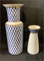 2 Russian porcelain flower vases Cobalt Net.