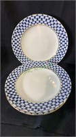 4 Russian porcelain dinner plates Cobalt Net.