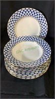 8 Russian porcelain Cobalt Net pieces, 4 soup