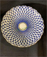Russian porcelain serving tray in Cobalt Net.