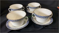 4 Russian porcelain soup bowl and under tray