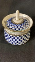 1 Russian porcelain covered mustard jar in Cobalt