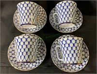 4 Russian porcelain Coffeecup's & Saucers