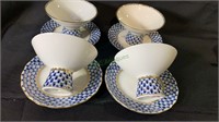 4 Russian porcelain dessert bowls with under