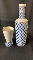 Russian porcelain tumble up set, water decanter