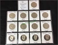 Coins, 13 Kennedy half dollars, proof,