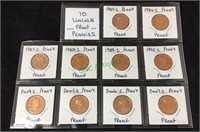 Coins, 10 Lincoln proof pennies, 1984S//2007S