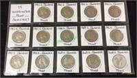 Coins, 14 Washington proof quarters, 1980