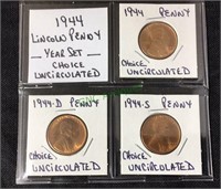 Coins, 1944 Lincoln penny year set, choice