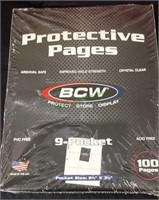 Baseball card protective pages, BCW brand, nine