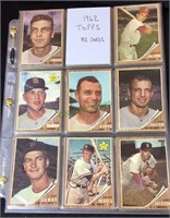 Baseball cards, 1962 Topps, 82 cards,