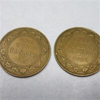 1915 & 1916 LARGE CENTS - CANADIAN