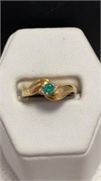 10KT Gold Diamond and Emerald Ring