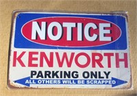 Kenworth Parking Tin Sign 8" X 12"