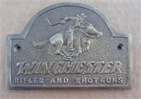 Winchester Dealer Sign Solid Brass 3" X 4 1/2"