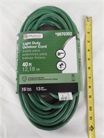 40ft Light Duty Outdoor Extension Cord, Green