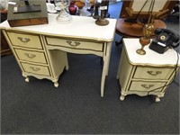 VINTAGE FRENCH PROVINCIAL DESK AND SIDE TABLE