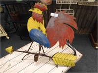 OLD METAL & WROUGHT IRON CHICKEN WEATHER VANE