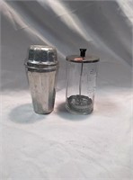 Sanitizer container and shaker