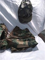 2 pairs of army pants and jacket and hat