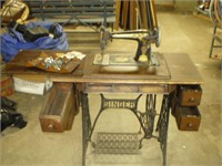 Treadle Sewing Machine with Attachments