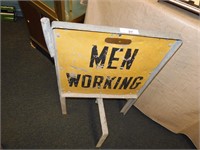 1940S ROAD WORKS METAL SIGN