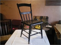 Plank Bottom Chair, Antique, Painted Black
