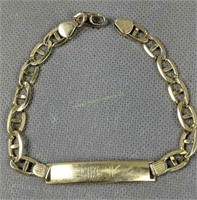 14k Gold 8.5" Men's Bracelet 10.2 Dwt Engraved