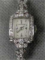 14k Wht Gold Diamond Ladies Geneva Watch 13.8 Dwt