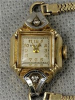 14k Gold Bulova Ladies Watch 9.5 Dwt Diamond