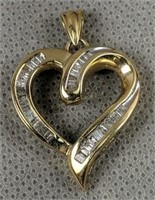 10k Gold Diamond Heart Pendant 3.1 Dwt