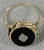10k+ Gold Diamond Onyx Ring 1.8 Dwt
