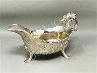 silver plate gravy boat - bird design