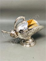 silver plated sugar bowl  & scoop