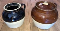 [M] ~ 2Qt & 3Qt Stoneware Crock Pots (One Missing
