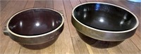 [M] ~ (Lot of 2) Brownware Mixing Bowls