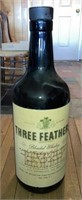 [M] ~ Large Three Feather Whiskey Coin Bottle