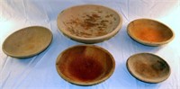 [M] ~ (Lot of 5) Wooden Mixing Bowls