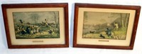 [C]~(Lot of 2)Framed Victorian Hunting Scene Print