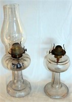 [M] ~ (Lot of 2) Vintage Glass Oil Lamps