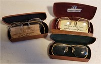 (3) Vintage Eye Glasses With Cases