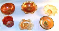 [M] ~ (Lot of 6) Carnival Glass Bowls