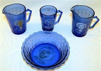 [M] ~ Lot of Cobalt Blue Shirley Temple Cups & Bow